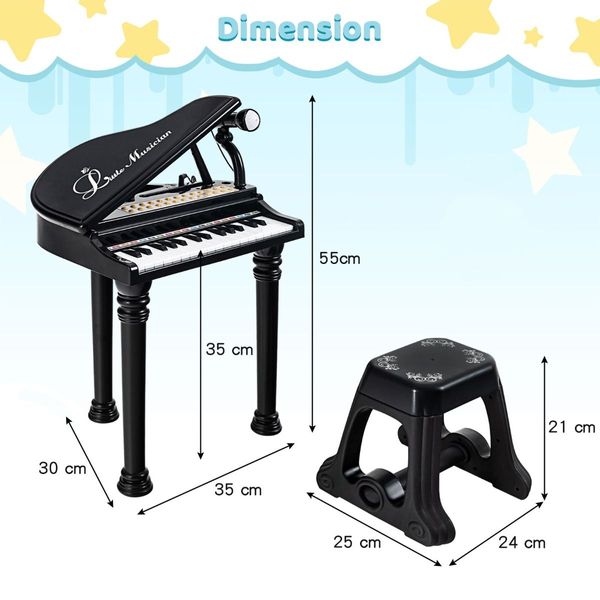 31 Keys Kids Piano Keyboard with Stool and Microphone for Kids