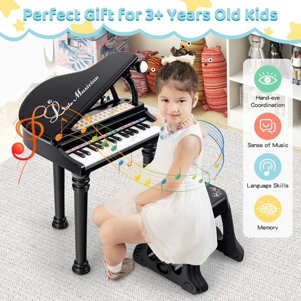 31 Keys Kids Piano Keyboard with Stool and Microphone for Kids