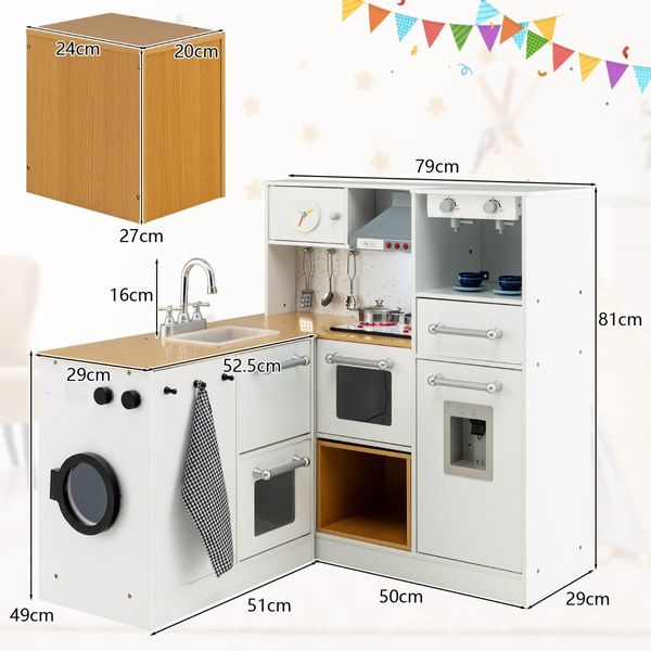 2-Piece Kids Kitchen Playset with 7 Cooking Accessories for Kids