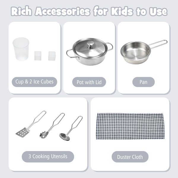 Double-Sided Kid's Play Kitchen with Cooking Sets for Toddlers Ages 3 +