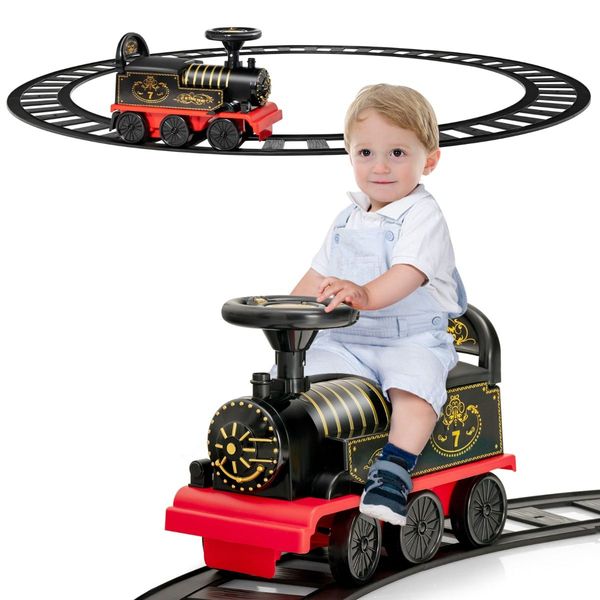 6V Electric Kids Ride On Train Toy with Track & 6 Wheels