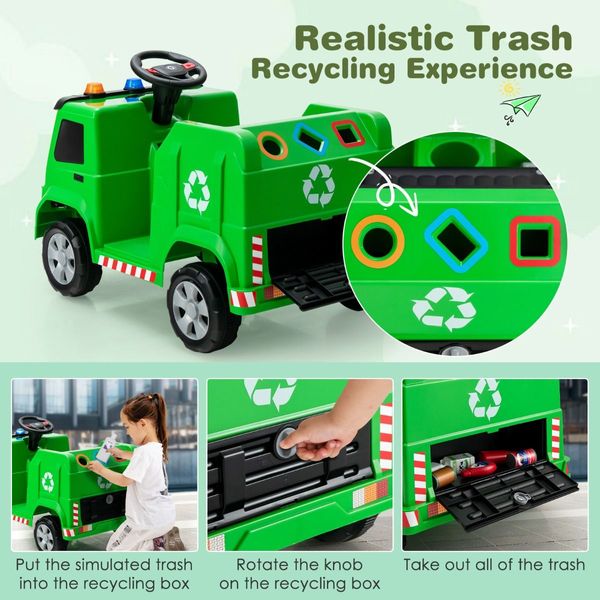 12V Battery Powered Kids Ride on Garbage Truck with Remote Control