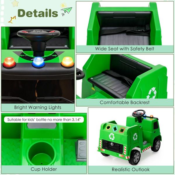 12V Battery Powered Kids Ride on Garbage Truck with Remote Control