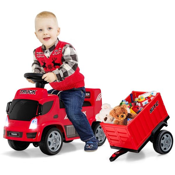 Kids Ride On Truck with Storage Container & Steering Wheel