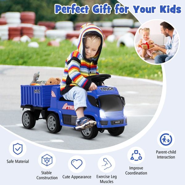 Kids Ride On Truck with Storage Container & Steering Wheel