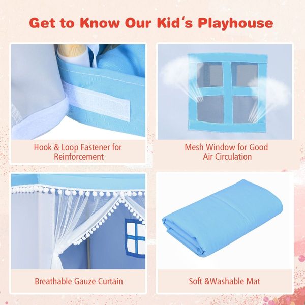 Multipurpose kid's Playhouse Castle with Solid Wood Frame & Cotton Mat for Boys & Girls