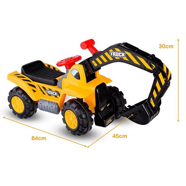 Kids Excavator Ride On Digger Toy with Safety Helmet