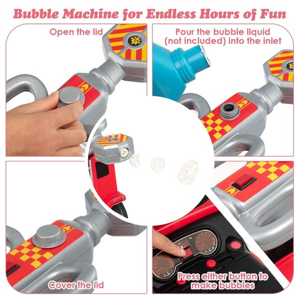 Kids Ride on Push Fire Engine Truck with Bubble Function for 18-36 Months