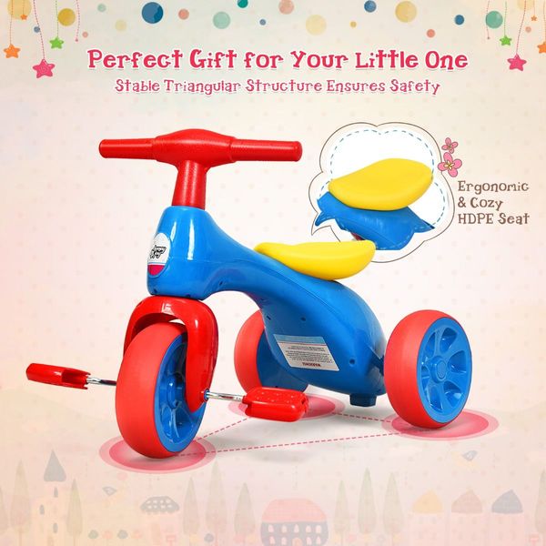 Toddler Tricycle with Foot Pedals for Kids Baby Infant