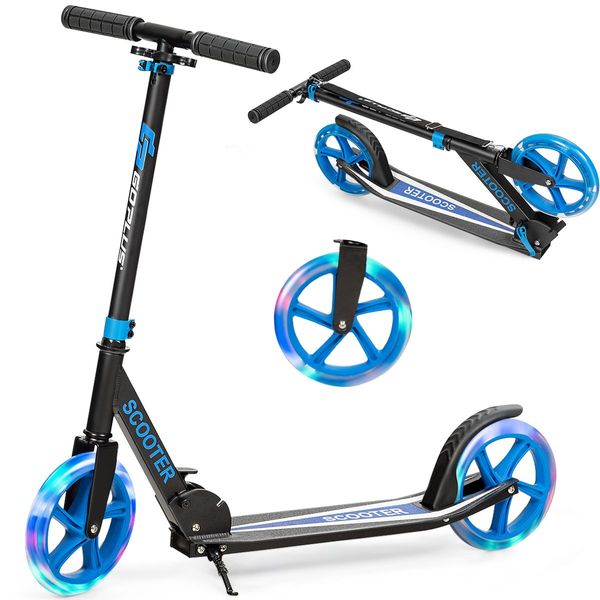 Folding Kick Push Scooter with Flashing LED Wheels