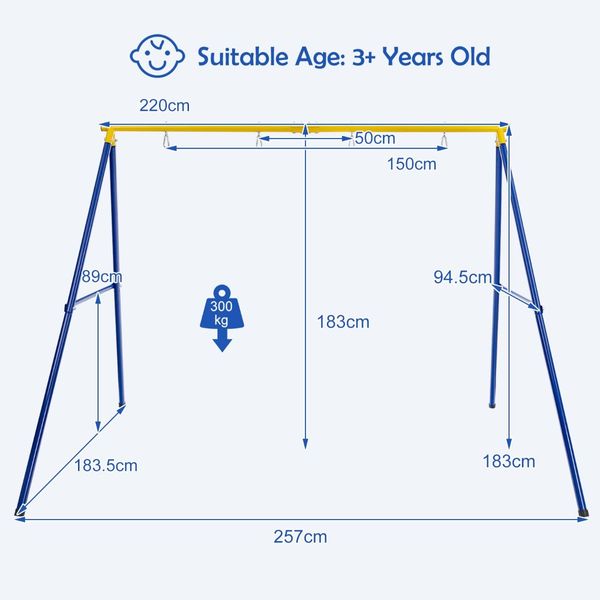 Heavy-Duty Metal Swing Frame with Anti-Slip Footpads (without Swing)