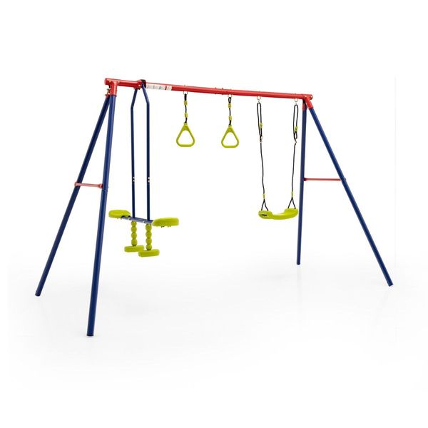 3-in-1 Outdoor Swing Set with Ground Stakes for Garden/Backyard/Park