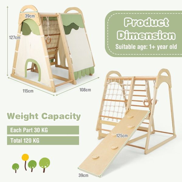 Wooden Climbing Toys Playset with Gymnastics Rings for Toddlers