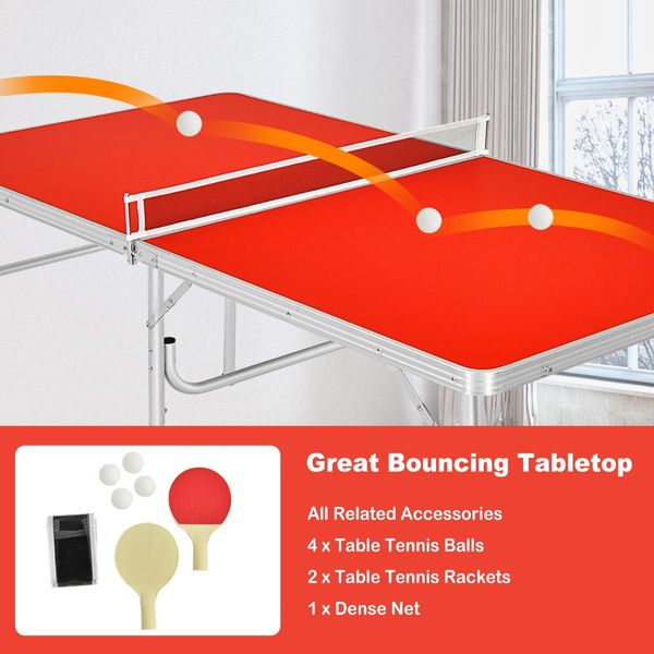 Portable Folding Table Tennis Table with 2 Paddles and Balls for Outdoor/Indoor Use