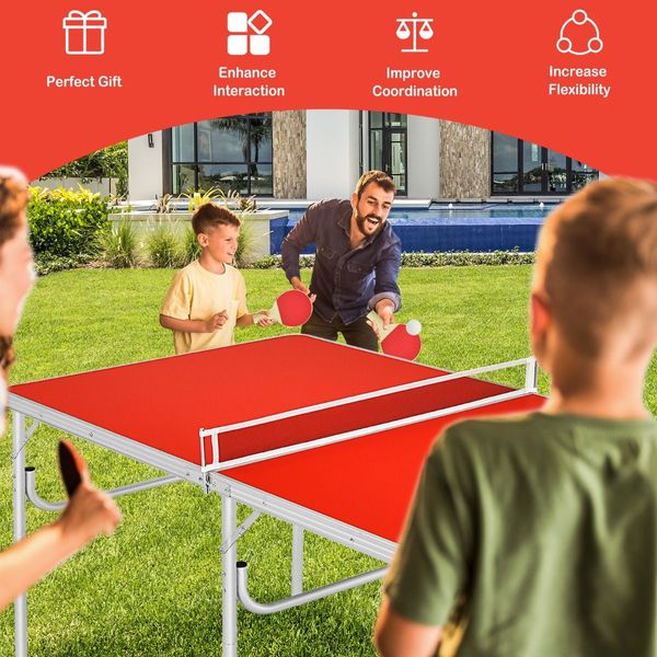 Portable Folding Table Tennis Table with 2 Paddles and Balls for Outdoor/Indoor Use