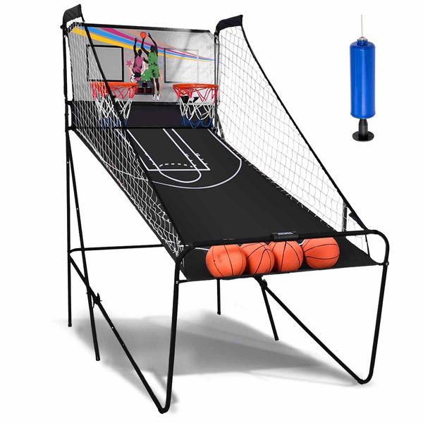 8-in-1 Electronic Basketball Hoop Arcade Game with 4 Balls