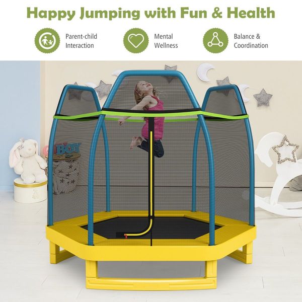 Kids Trampoline with Safety Enclosure Net for Outdoor Play