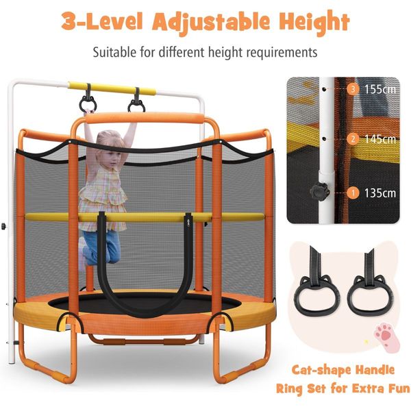 152cm Kids 3-in-1 Game Trampoline Seamless with Enclosure Net