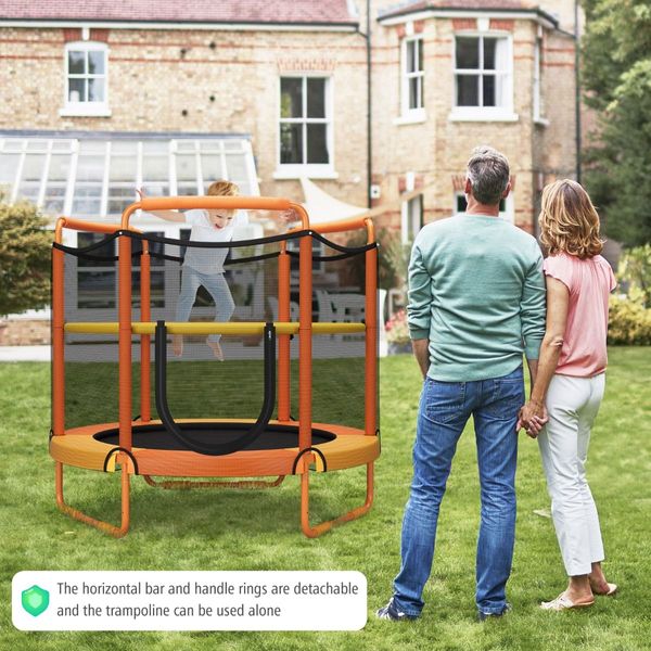 152cm Kids 3-in-1 Game Trampoline Seamless with Enclosure Net