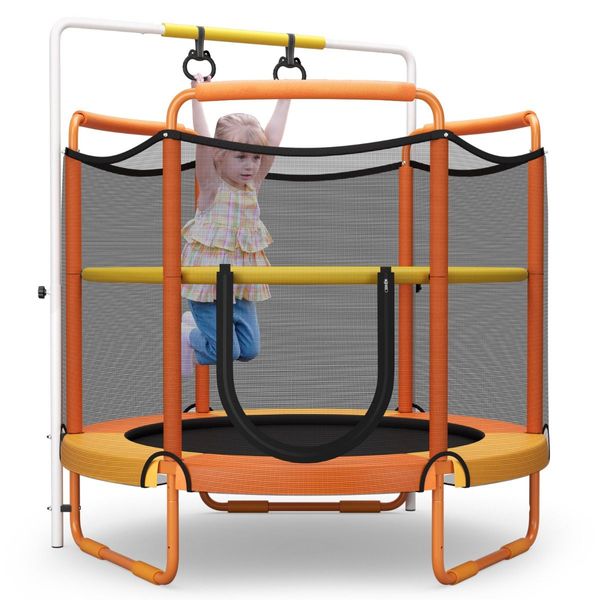 152cm Kids 3-in-1 Game Trampoline Seamless with Enclosure Net