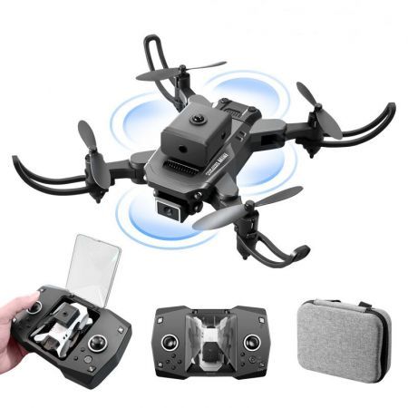 Mini WiFi FPV with 4K Dual HD Camera 360 Infrared Obstacle Avoidance Foldable With Dual CameraTwo BatteriesBlack