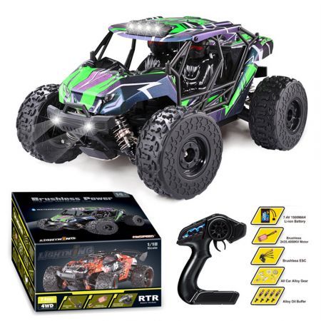 Brushless RTR 1/18 2.4G 4WD 52km/h RC Car Full Proportional LED Light Off-Road Monster Truck Vehicles Models Toys Red