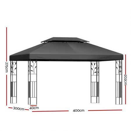 Instahut Gazebo 4x3m Marquee Outdoor Wedding Party Event Tent Home Iron Art Shade Grey