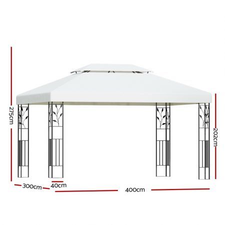 Instahut Gazebo 4x3m Marquee Outdoor Wedding Party Event Tent Home Iron Art Shade White