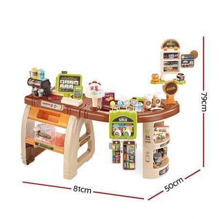 Keezi Kids Supermarket Pretend Role Play Shop Grocery 52 Accessories Toy Set