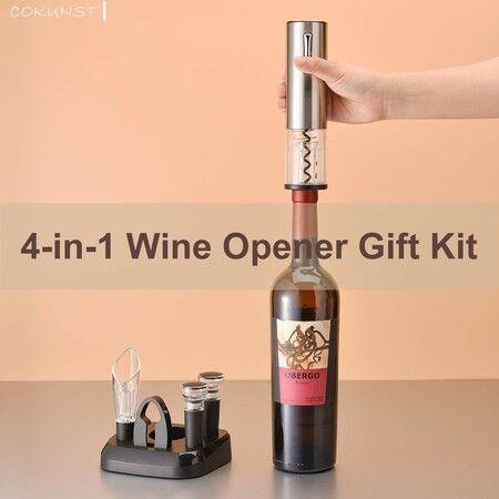 Electric Wine Opener Set with Stand One-click Button Rechargeable Cordless Bottle Openers with Wine Pourer for Home Party Wedding