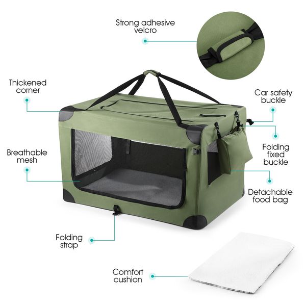 Dog Cat Pet Soft Crate Cage Kennel Carrier Rabbit Puppy Travel Car Carry Bag Whelping Box Indoor Outdoor Collapsible Portable 4XL