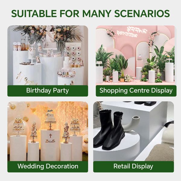 5PCS Display Stand Round Plinth Decorative Retail Wedding Desserts Exhibition Party Cylinder Pedestal Freestanding Holder White