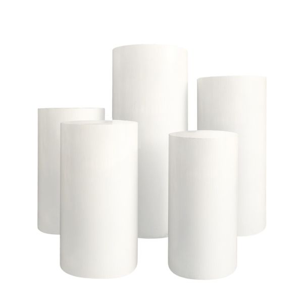 5PCS Display Stand Round Plinth Decorative Retail Wedding Desserts Exhibition Party Cylinder Pedestal Freestanding Holder White