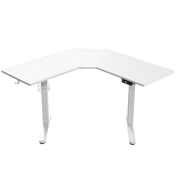 Sit Stand Corner Desk L Shaped Standing Up Computer Office Gaming Study Laptop White Table Height Adjustable Electric Motorised Home Furniture