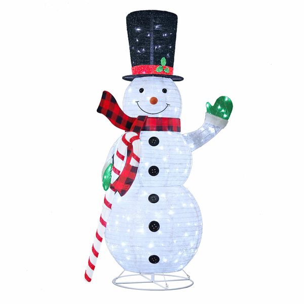 Snowman Christmas Light 180cm LED Outdoor Xmas Decoration 3D Festival Display Figure String Fairy Candy Stick Home Yard Ornament Foldable