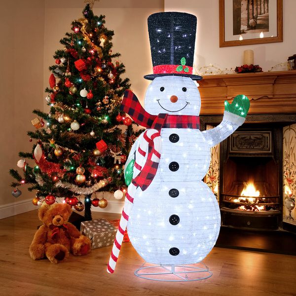 Snowman Christmas Light 180cm LED Outdoor Xmas Decoration 3D Festival Display Figure String Fairy Candy Stick Home Yard Ornament Foldable