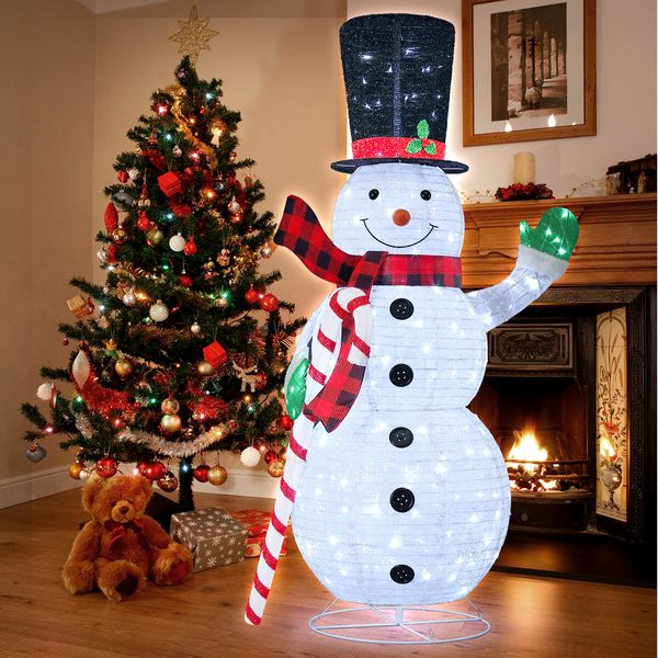 Snowman Christmas Light 180cm LED Outdoor Xmas Decoration 3D Festival Display Figure String Fairy Candy Stick Home Yard Ornament Foldable