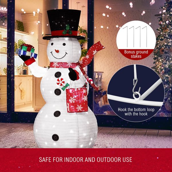 Snowman Christmas Light 150cm 3D Xmas Figure 200 LED String Fairy Decor Lighted Home Outdoor Decoration Ornament Gift Boxes Bag Foldable