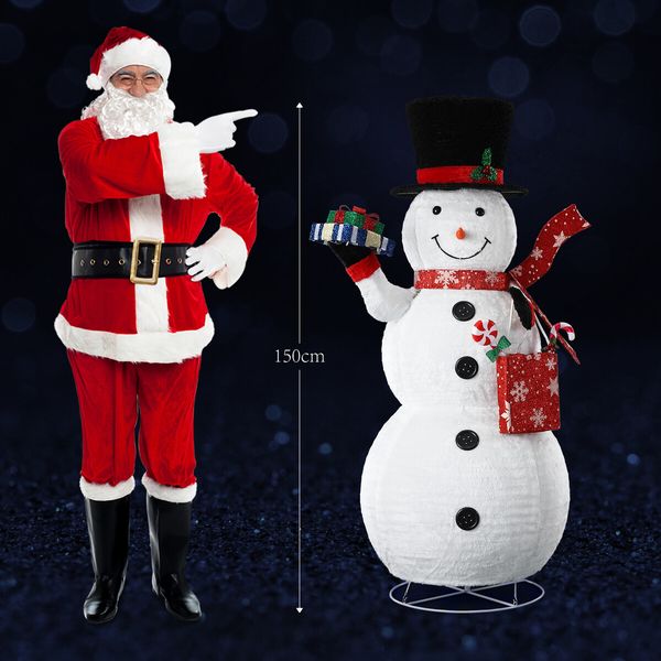 Snowman Christmas Light 150cm 3D Xmas Figure 200 LED String Fairy Decor Lighted Home Outdoor Decoration Ornament Gift Boxes Bag Foldable