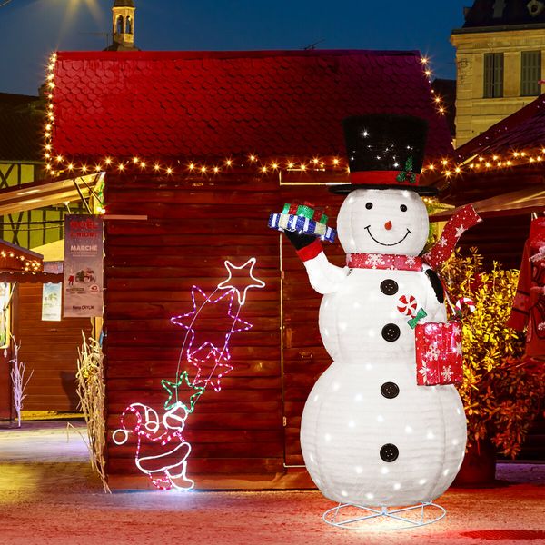 Snowman Christmas Light 150cm 3D Xmas Figure 200 LED String Fairy Decor Lighted Home Outdoor Decoration Ornament Gift Boxes Bag Foldable