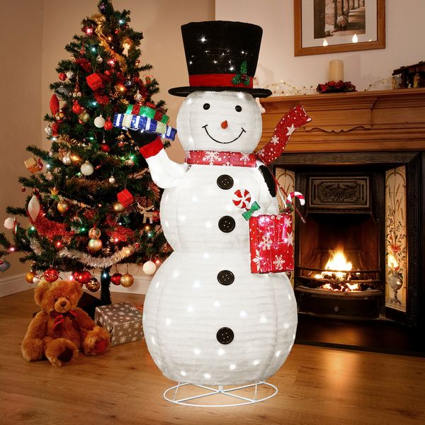 Snowman Christmas Light 150cm 3D Xmas Figure 200 LED String Fairy Decor Lighted Home Outdoor Decoration Ornament Gift Boxes Bag Foldable