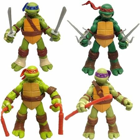 Ninja Turtles: Mutant Mayhem Basic Figure Turtle 4-Pack Bundle by Playmates Toys for Age 3-12