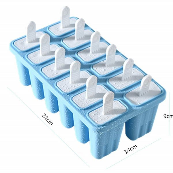 Popsicle Molds Silicone Ice Pop Molds Popsicle Mold Reusable Easy Release Ice Pop Maker(12 Cavities-Blue)