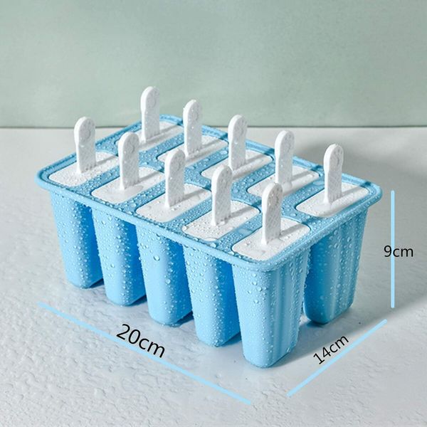 Popsicle Molds Silicone Ice Pop Molds Popsicle Mold Reusable Easy Release Ice Pop Maker(10 Cavities-Blue)