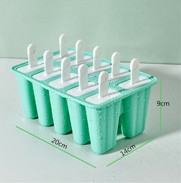 Popsicle Molds Silicone Ice Pop Molds Popsicle Mold Reusable Easy Release Ice Pop Maker(10 Cavities-Green)