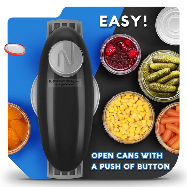 Higher Torque and One Touch Electric Jar Opener Easy Remove Almost Size Lid with Auto-Off,Powerful Bottle Opener,Automatic Jar Opener (Black)