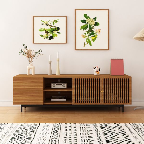 TV Cabinet Stand Unit 180cm Console Table Entertainment Bench Center Storage Shelf Wooden Modern Walnut Drawers Shelves Doors