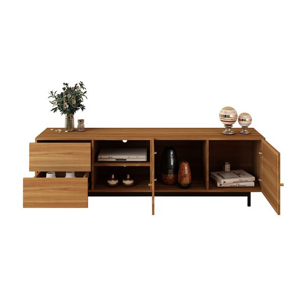 TV Cabinet Stand Unit 180cm Console Table Entertainment Bench Center Storage Shelf Wooden Modern Walnut Drawers Shelves Doors