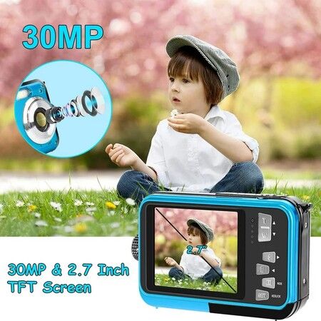 Waterproof Camera 30 MP Full HD 1080P Video Recorder 16X Zoom Selfie Dual Screens Digital Camera