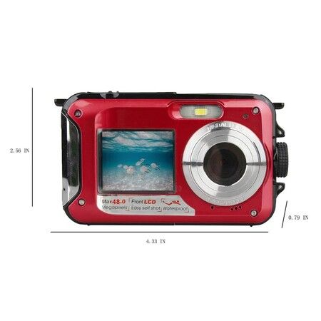 Waterproof Camera Underwater Cameras For Snorkeling Full HD 2.7K 48MP Video Recorder Selfie Dual Screens 10FT 16X Digital Zoom Waterproof Digital Camera Digital Cameras